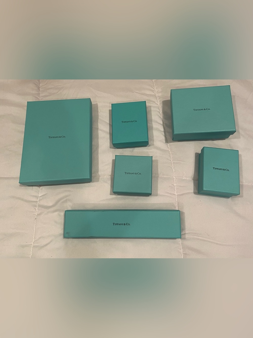 Tiffany & Co. Robin's Egg Blue Jewelry Box Collection-6 boxes ( 2 w/ velvet box)